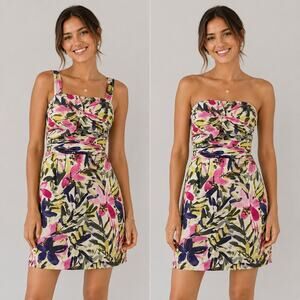 Banana Republic Floral Mini Dress in Pink, Green & Navy
